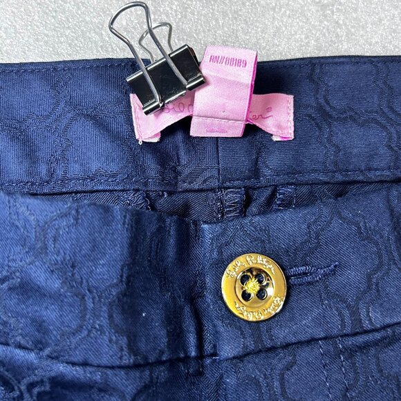 Lilly Pulitzer Kelly Textured Ankle Skinny Pants Womens Size 0 Zip Fly Navy Blue - Picture 5 of 12